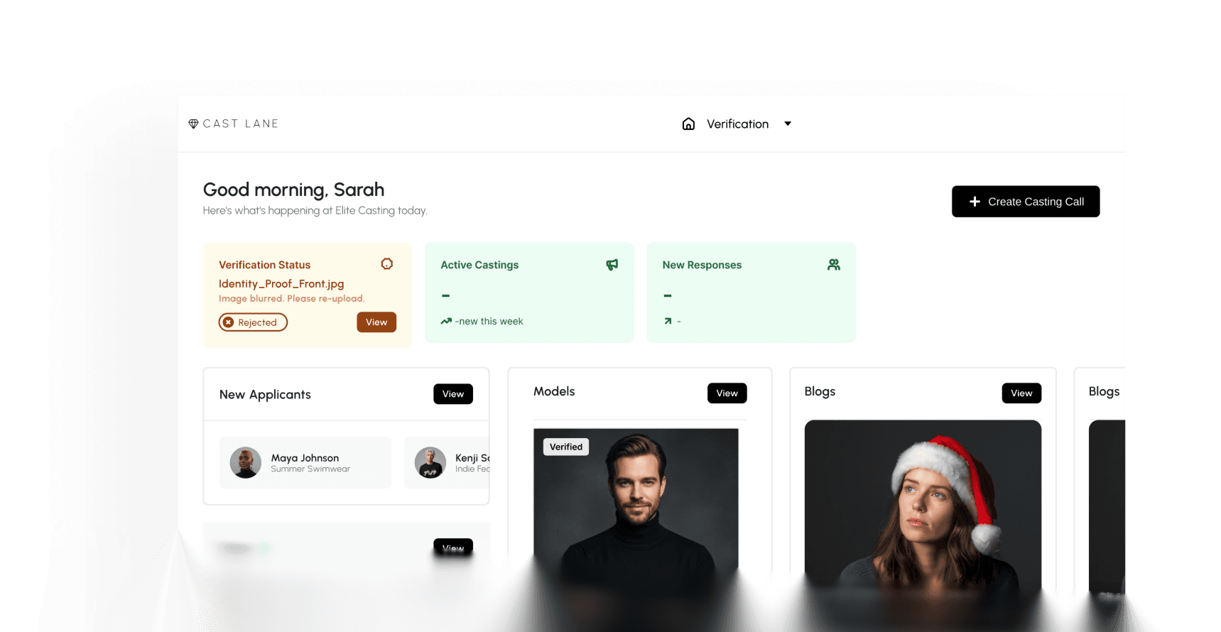 Center Dashboard Interface